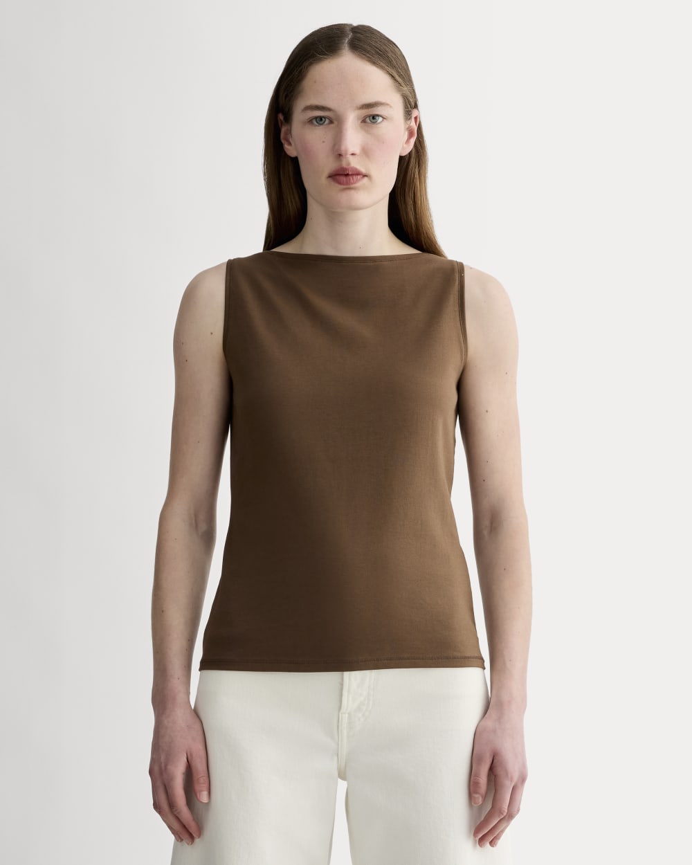 The Form Boatneck Tank in Cocoa — front view