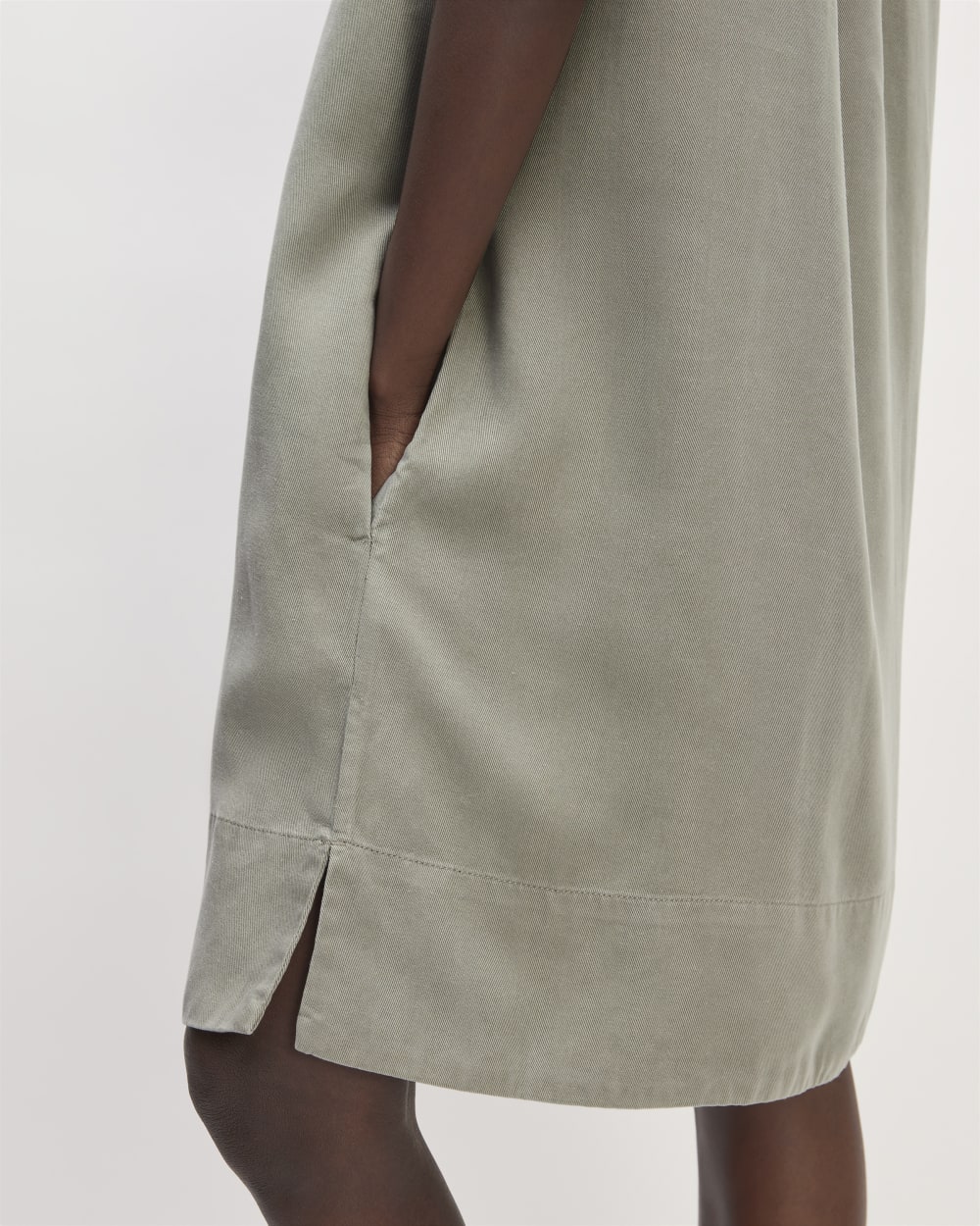 The TENCEL™ Easy Workwear Dress in Sage Green — detail view