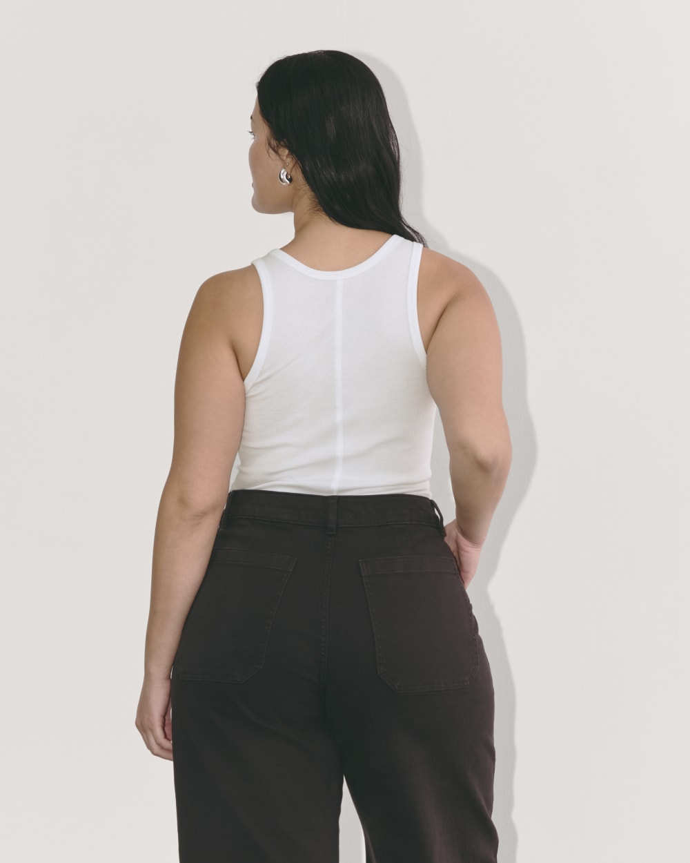 The Luxe Rib Tank in White — detail view