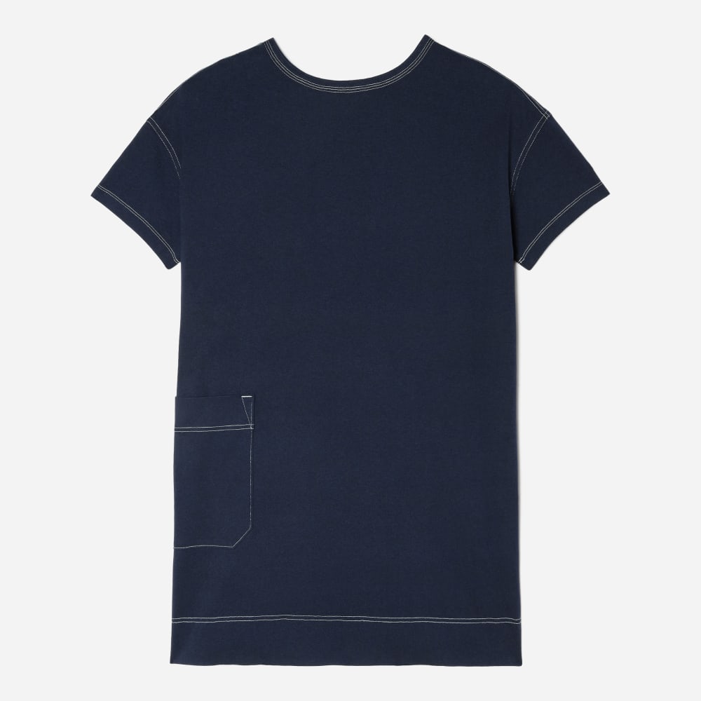 The Oversized Mariner Dress in Navy / White — front view
