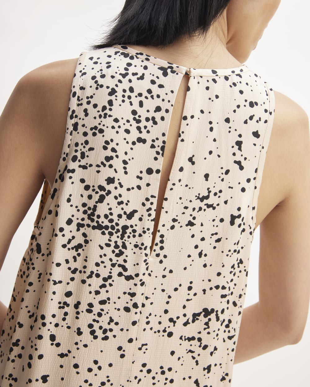 The Satin Racerback Slip Dress in Whisper Pink Moonsplatter — detail view