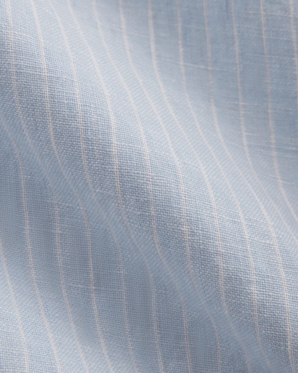 The Drawstring Pant in Linen in Sky Blue / White — detail view