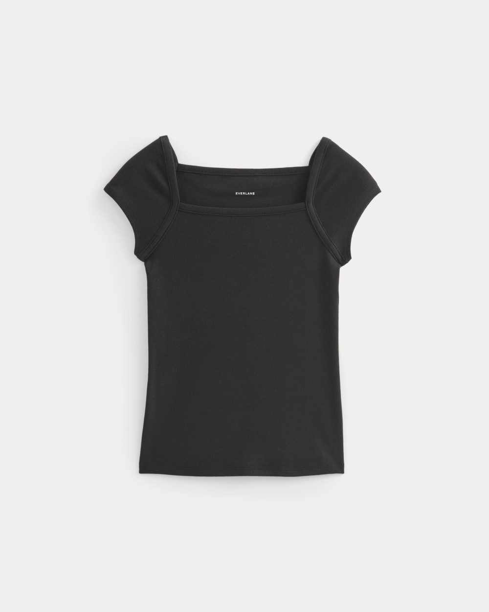 RetroSoft Cotton Square-Neck Tee in Black — alternate view
