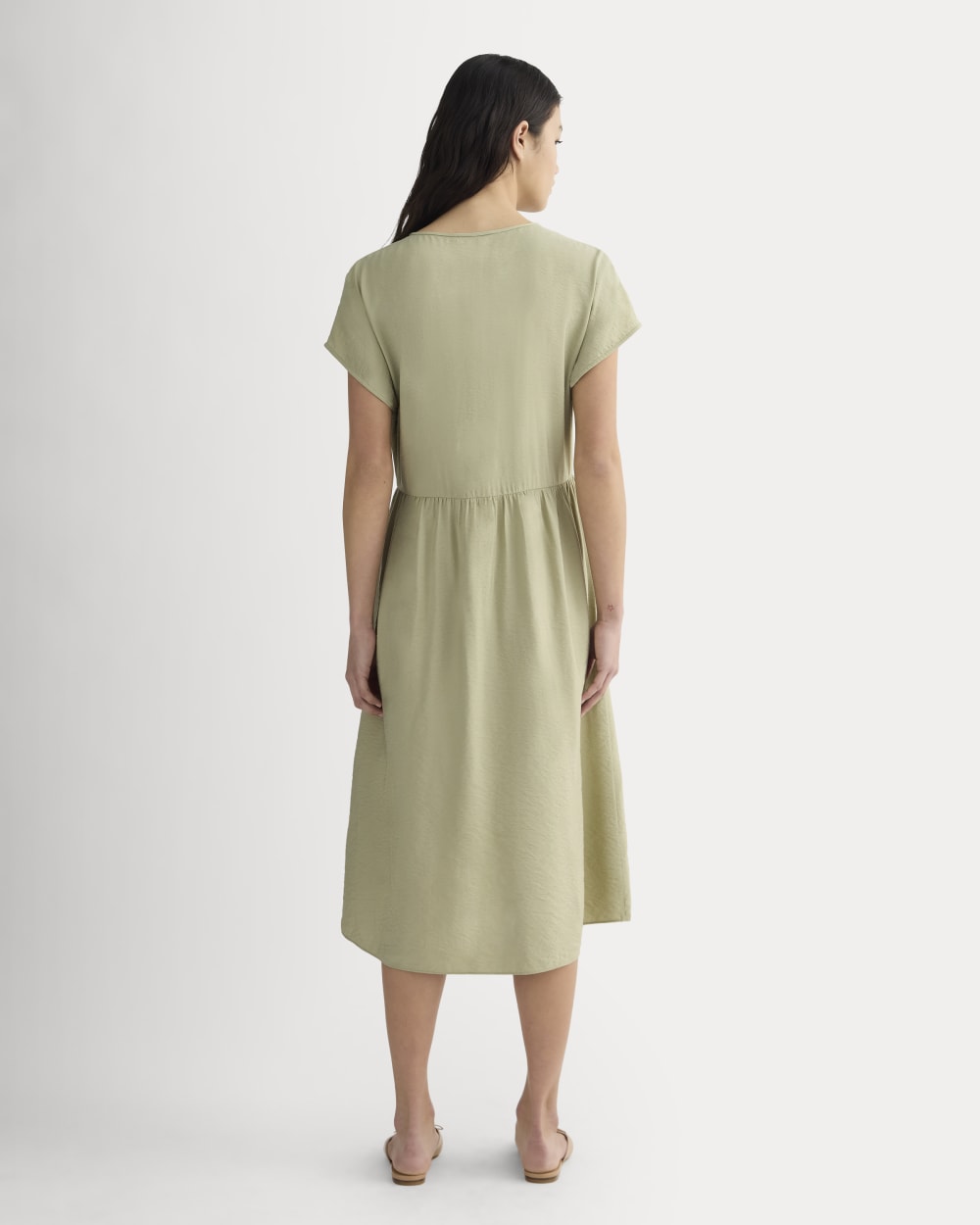 The Midi Dress in SoftLuxe in Eucalyptus — detail view