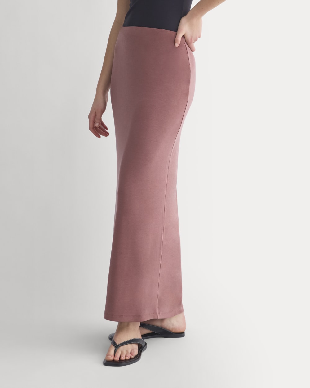 Maxi Skirt in Butterknit in Henna Red — detail view
