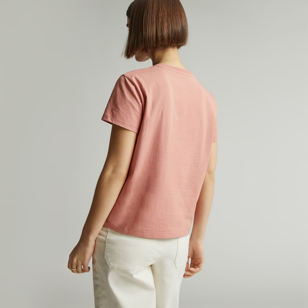 The Box-Cut Tee in Essential Cotton in Light Rose — detail view