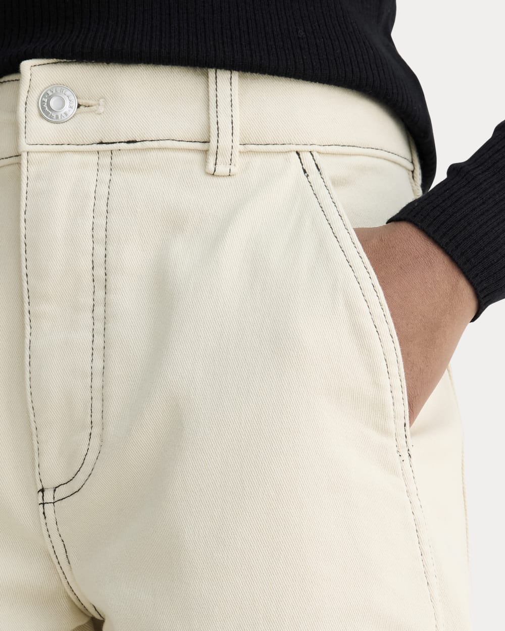 The Utility Barrel Pant in Natural — detail view