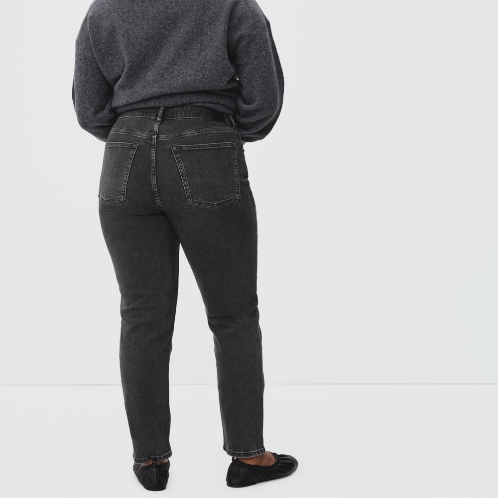The Curvy Cheeky® Straight Jean in Washed Black — detail view