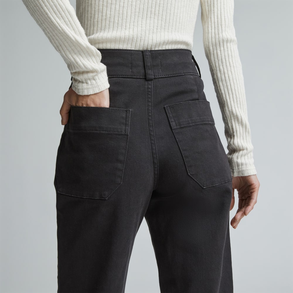 The Organic Straight-Leg Pant in Black — detail view