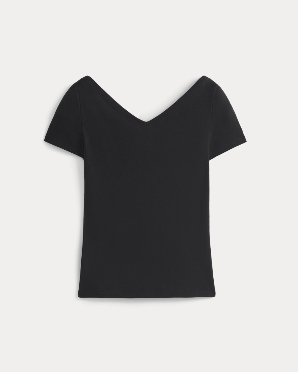 Tissue Short-Sleeve V-Neck Top in Black — alternate view