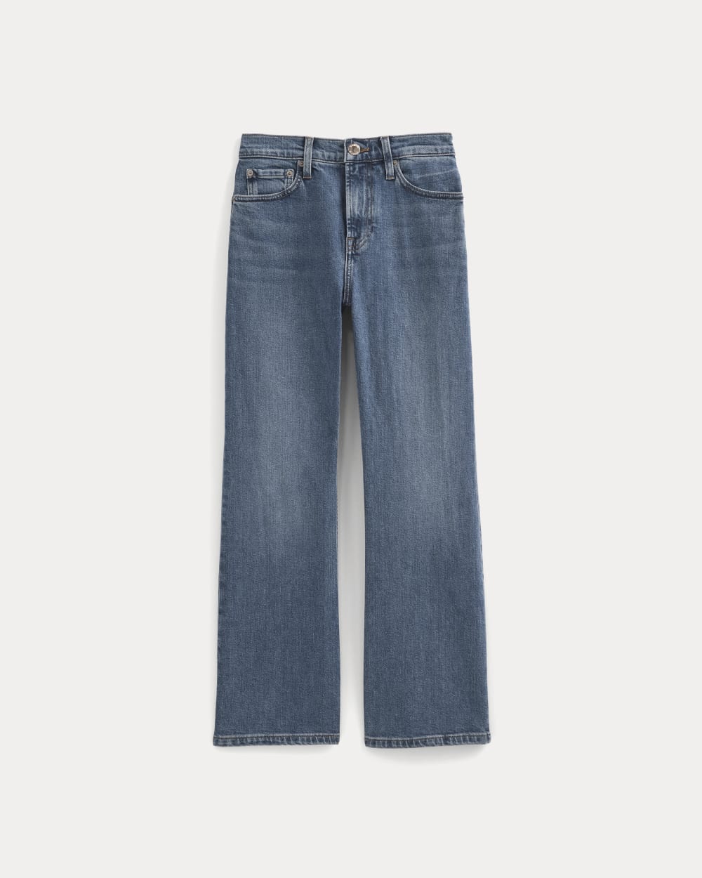 High-Rise Kick Flare Jean in Washed Indigo — alternate view