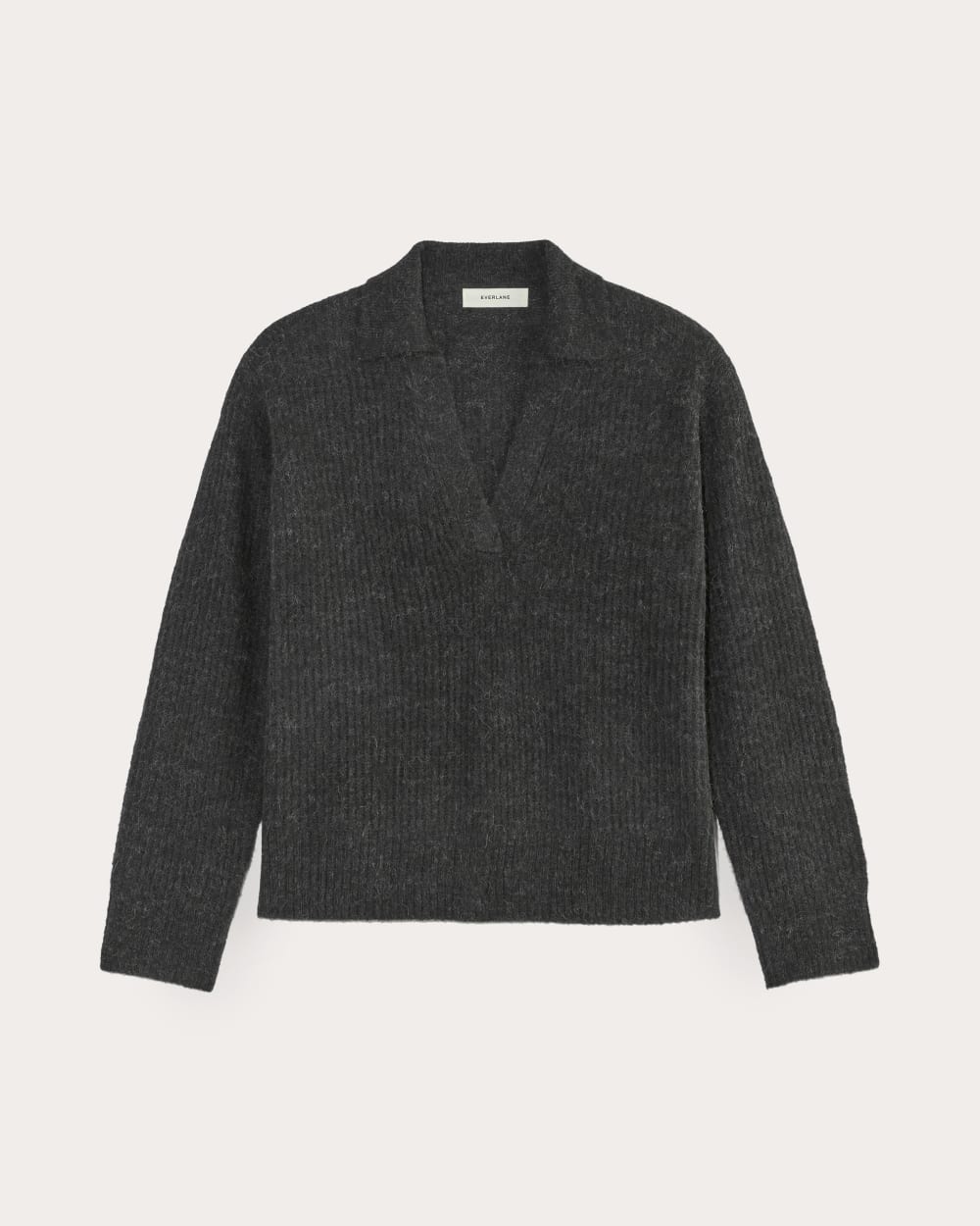 The Oversized Polo in Alpaca in Heathered Black — alternate view