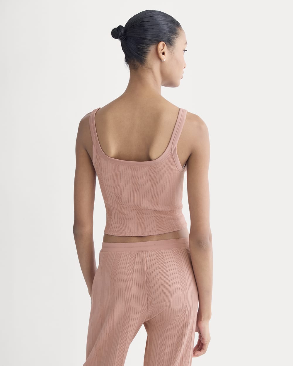 Lounge Rib Tank in Ash Rose — detail view