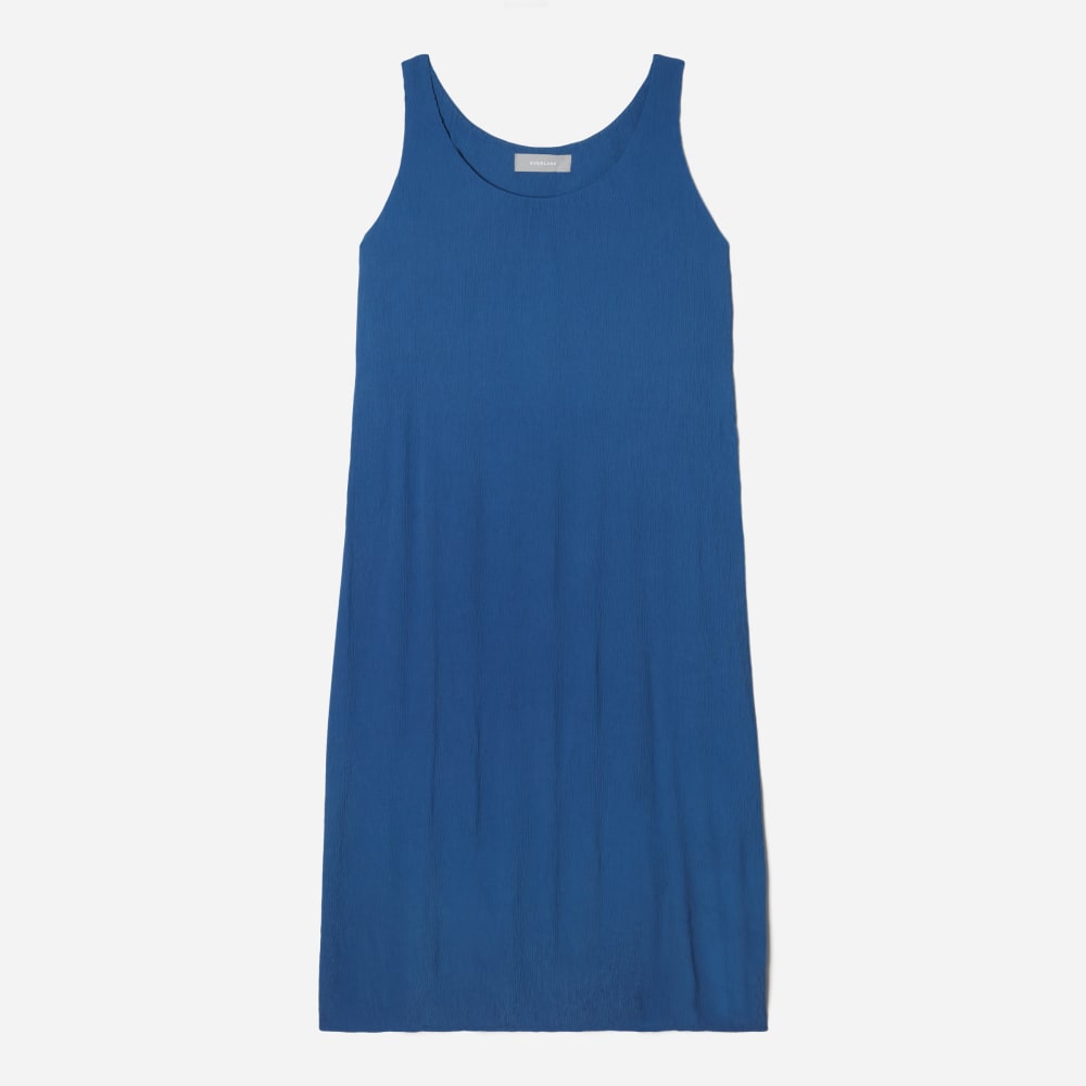 The Naia™ Ripple Tank Dress in Deep Blue — front view