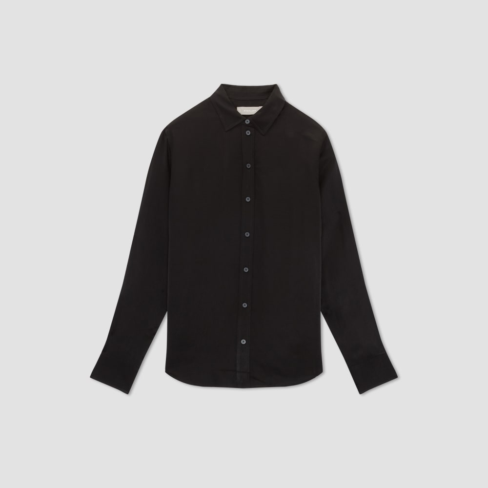 The Satin Relaxed Shirt in Black — alternate view