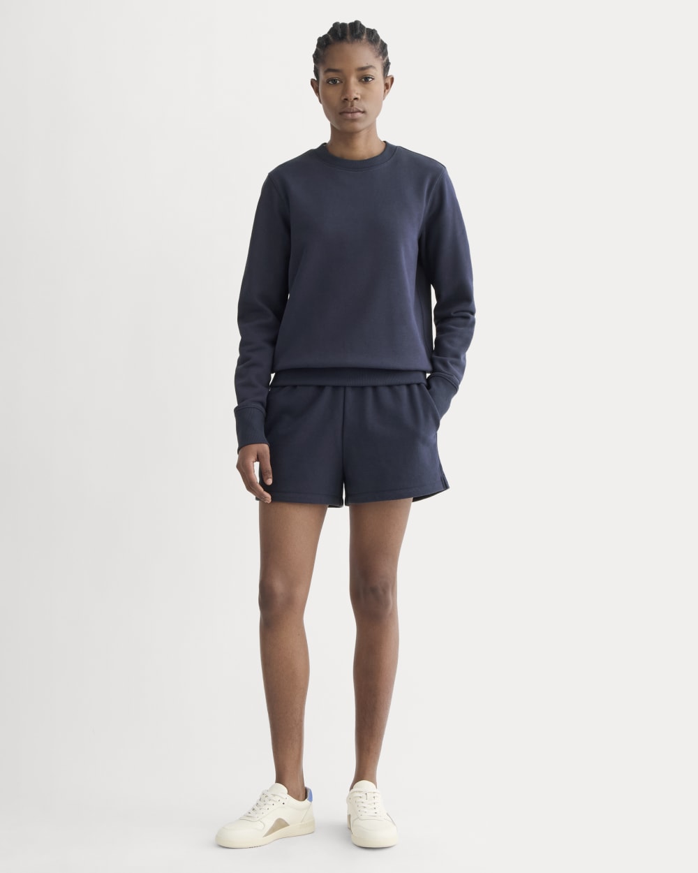 The Off Duty French Terry Short in Navy — front view