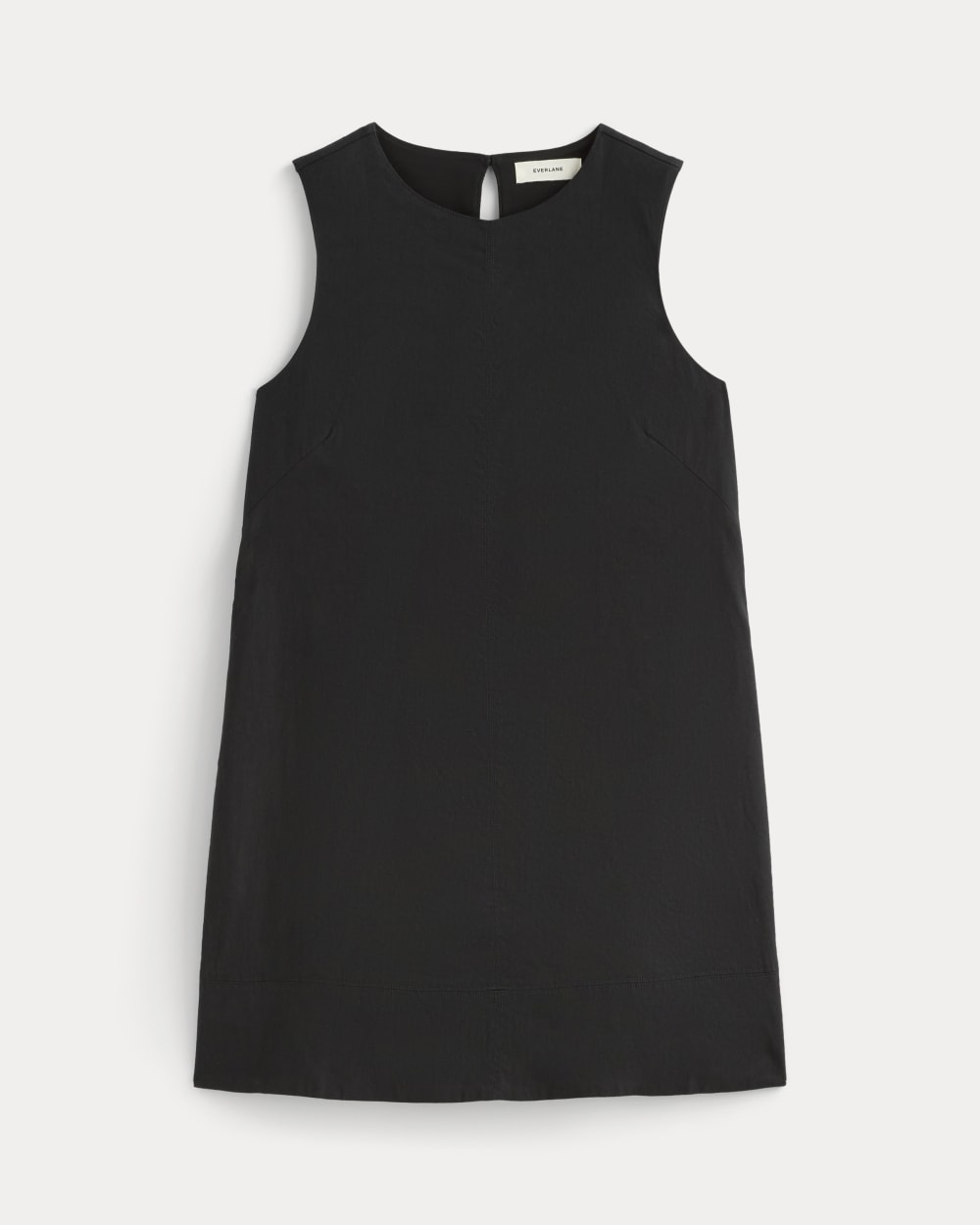 The Shift Dress in Stretch Linen in Black — alternate view