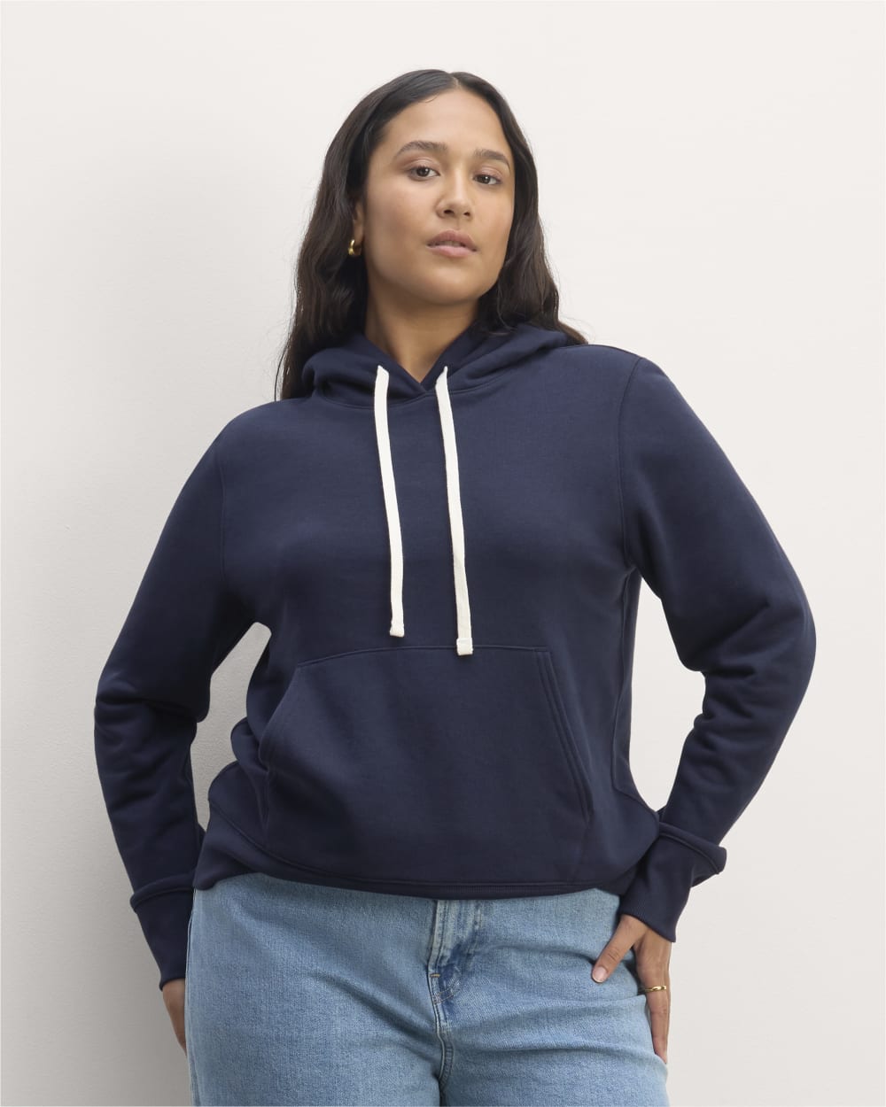 The Off-Duty Terry Hoodie in Navy — front view