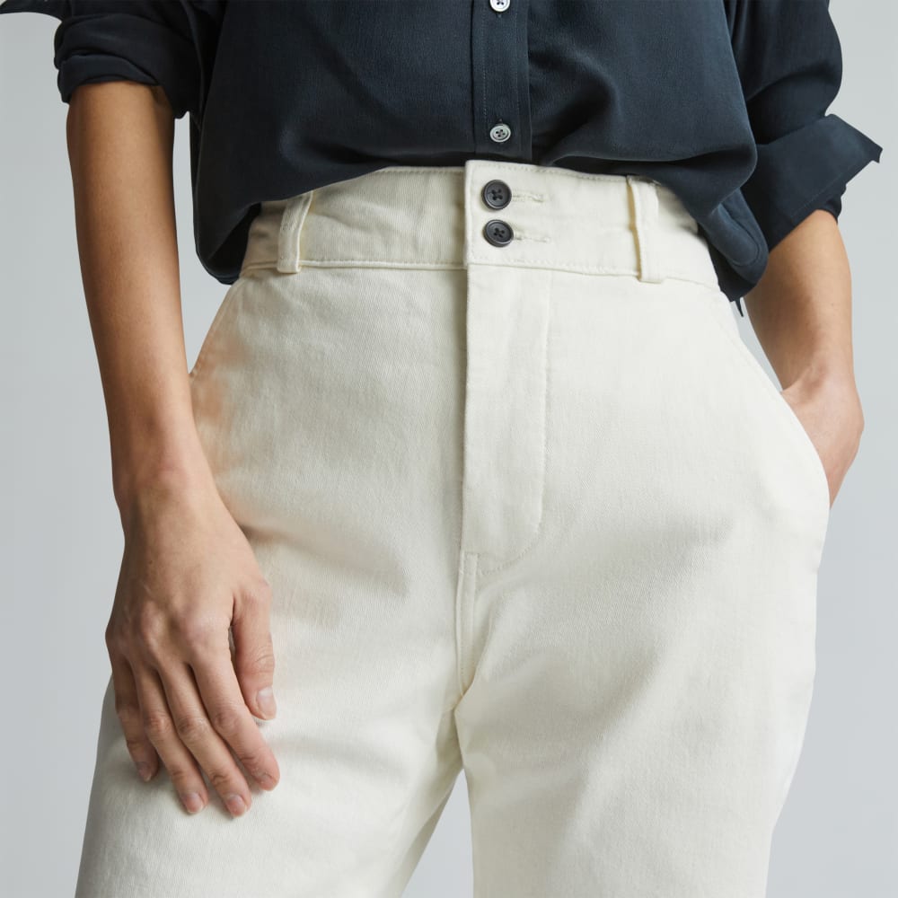 The Organic Straight-Leg Pant in Bone — detail view