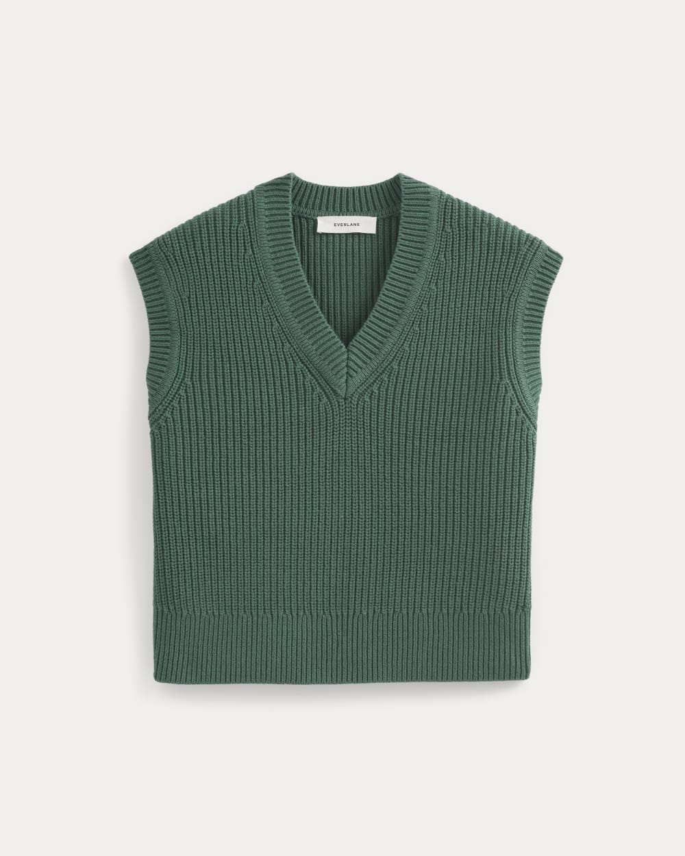 Ribbed V-Neck Vest in Everyday Cotton in Hunter Green — alternate view