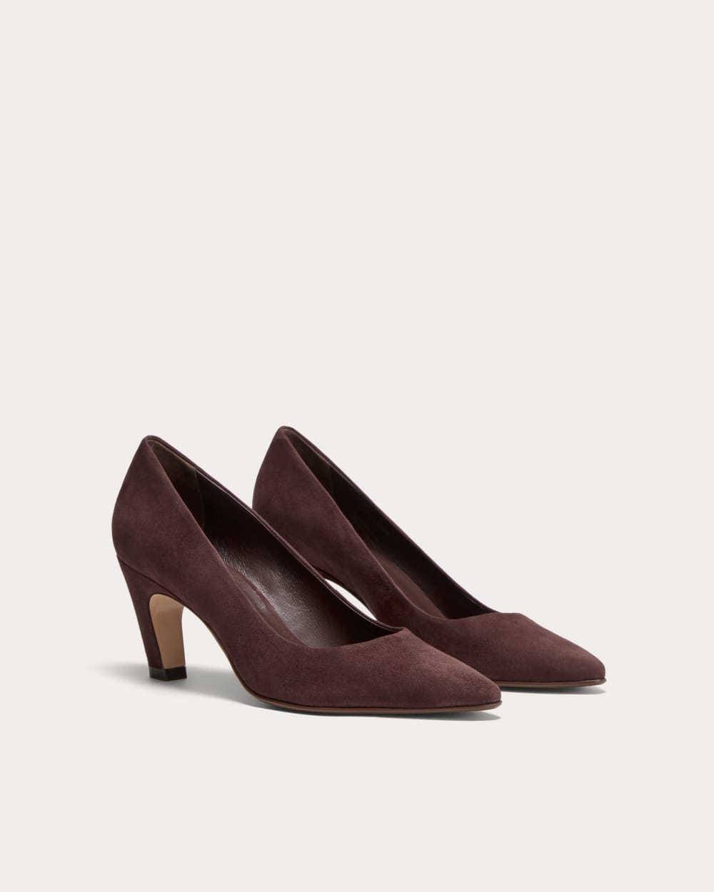The Banana Pump in Dark Mahogany Suede — detail view