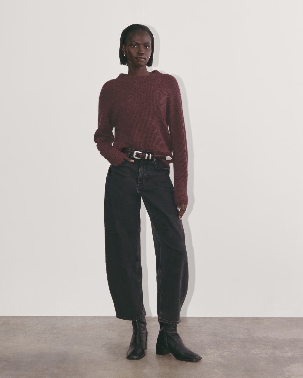 The Cocoon Crew in Alpaca in Burgundy — detail view