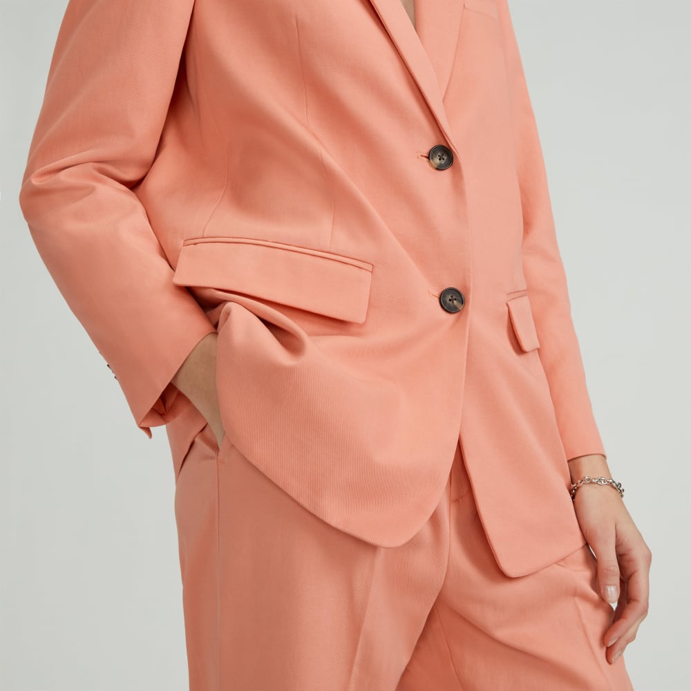 The Oversized Blazer in Buttersmooth in Tawny Pink — detail view