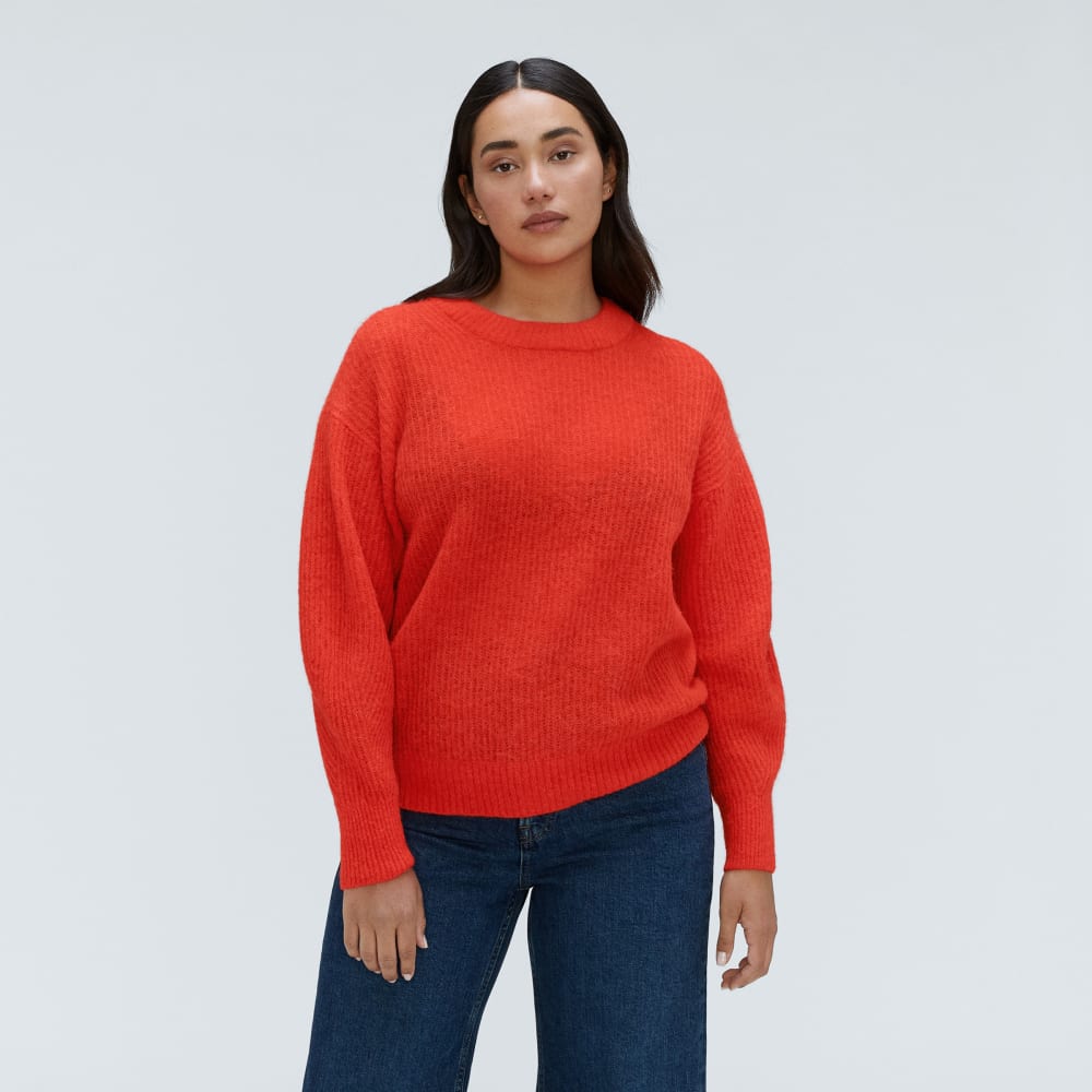 The Cocoon Crew in Alpaca in Red Orange — front view