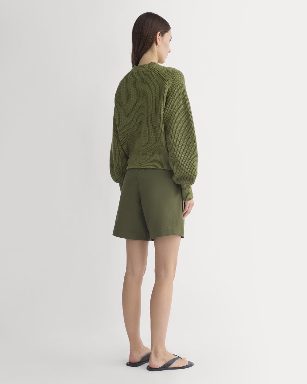 Cropped Ribbed Crew in Everyday Cotton in Mayfly — detail view