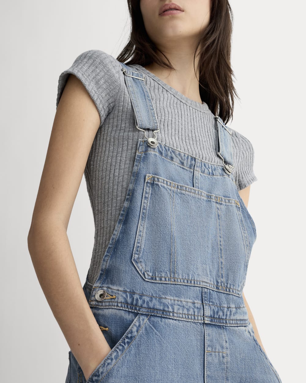 The Curve Overall in Light Indigo — detail view