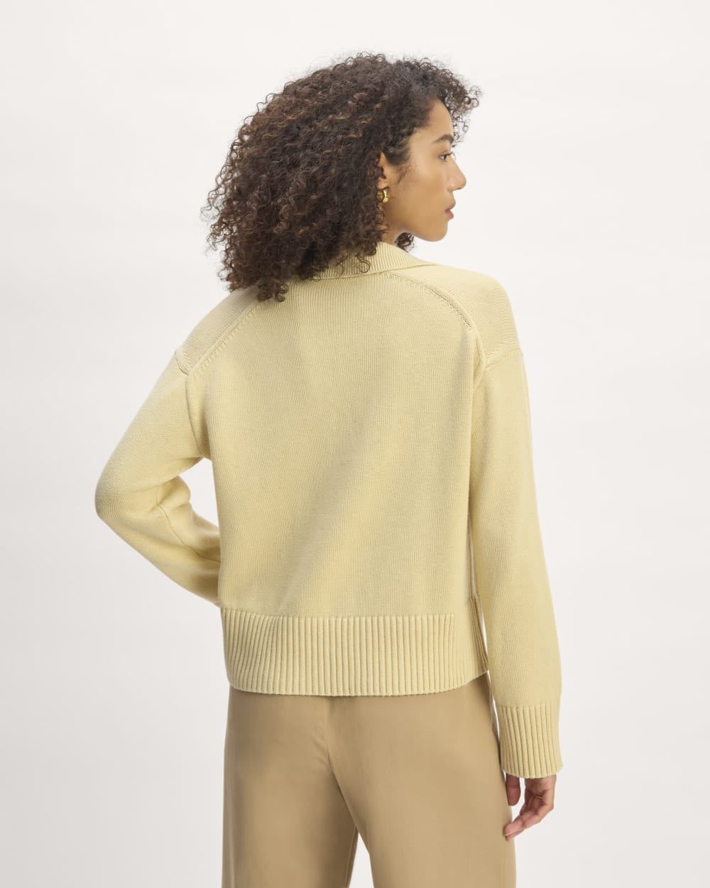 The Boxy Polo in Everyday Cotton in Parsnip — detail view