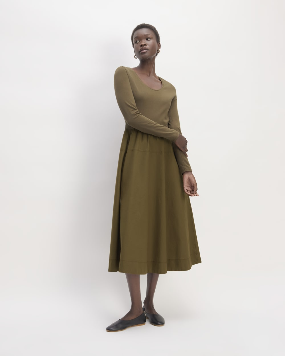 The Long-Sleeve Riviera Dress in Beech — front view