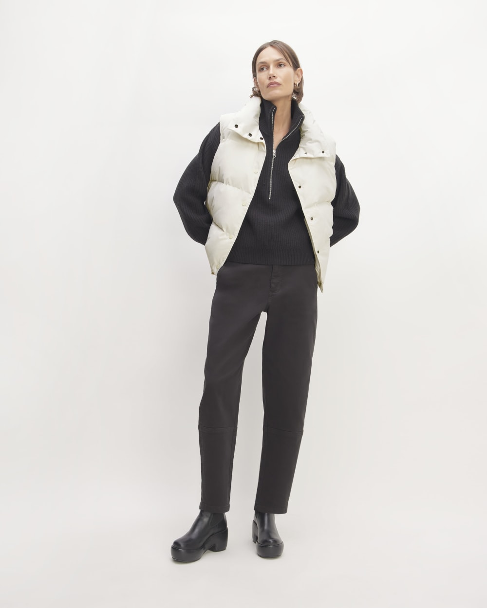 The Puffer Vest in Bone — detail view