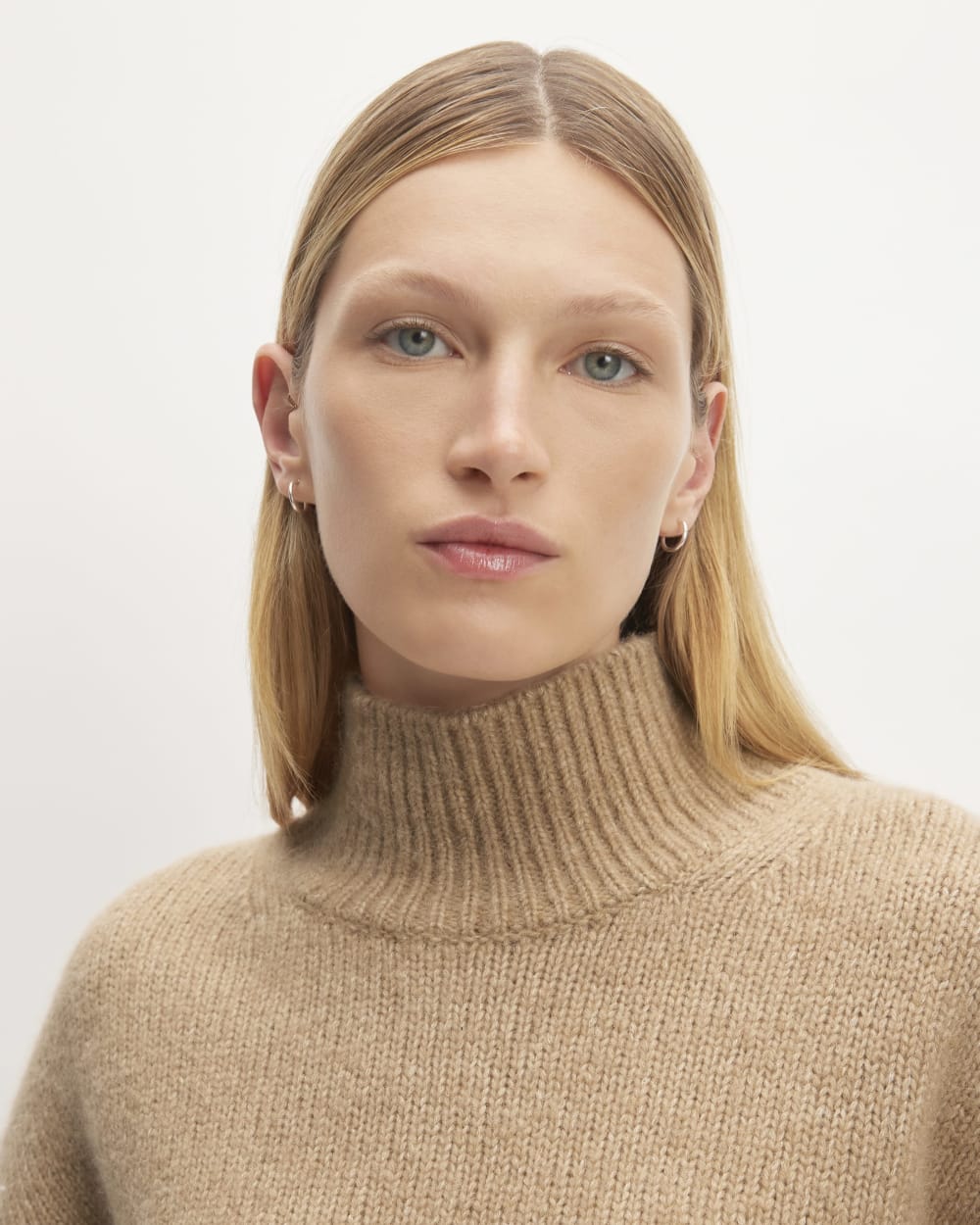 The Cloud Oversized Turtleneck in Tiger's Eye — detail view