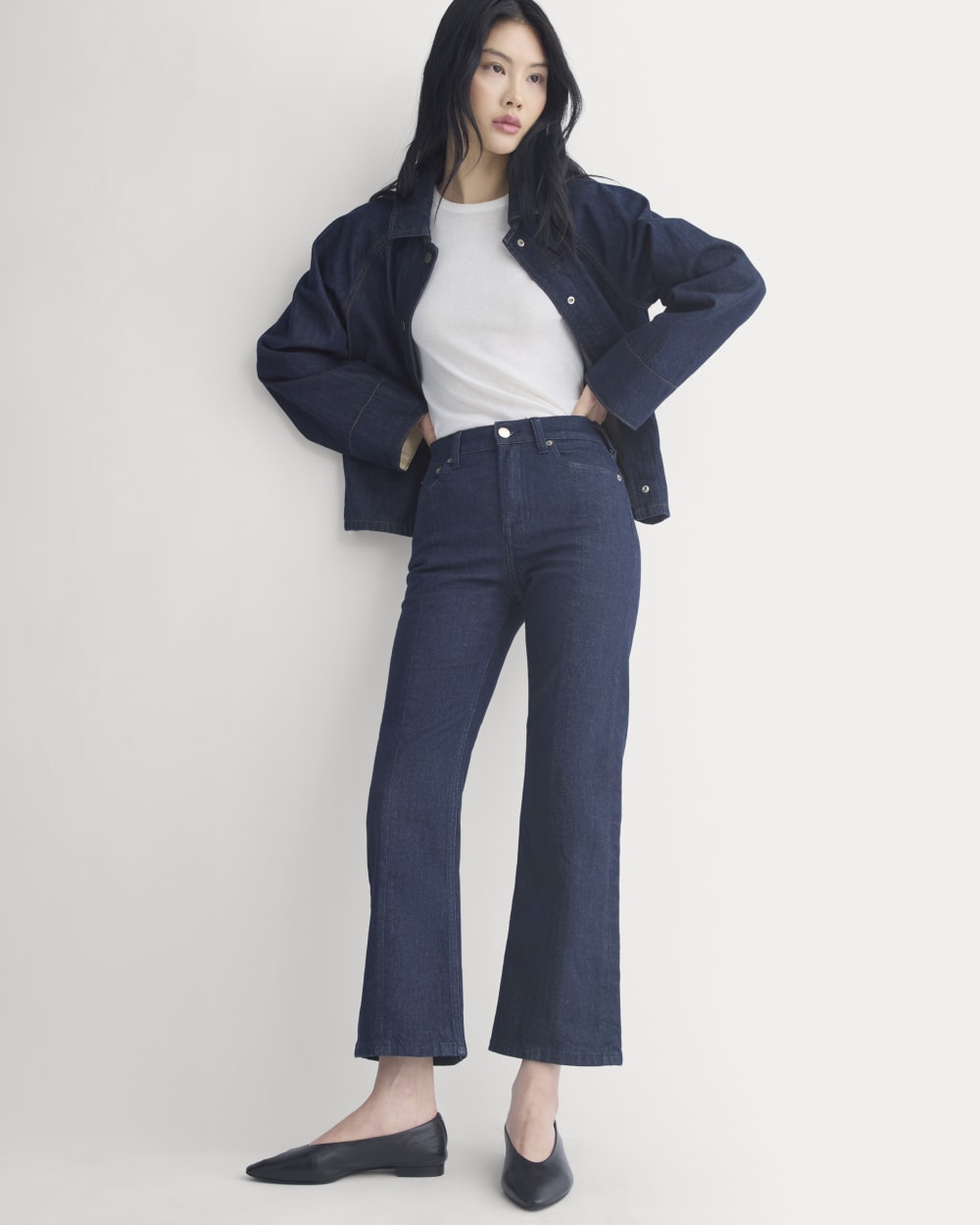 High-Rise Kick Flare Jean in Tungsten Rinse — front view