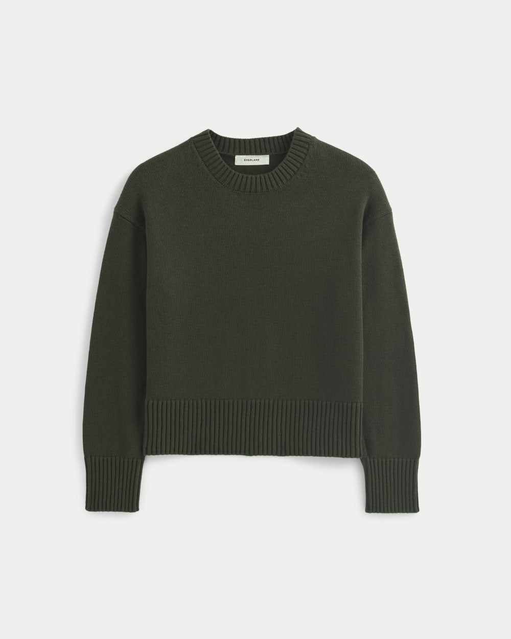 The Boxy Sweater in Everyday Cotton in Dark Green — alternate view