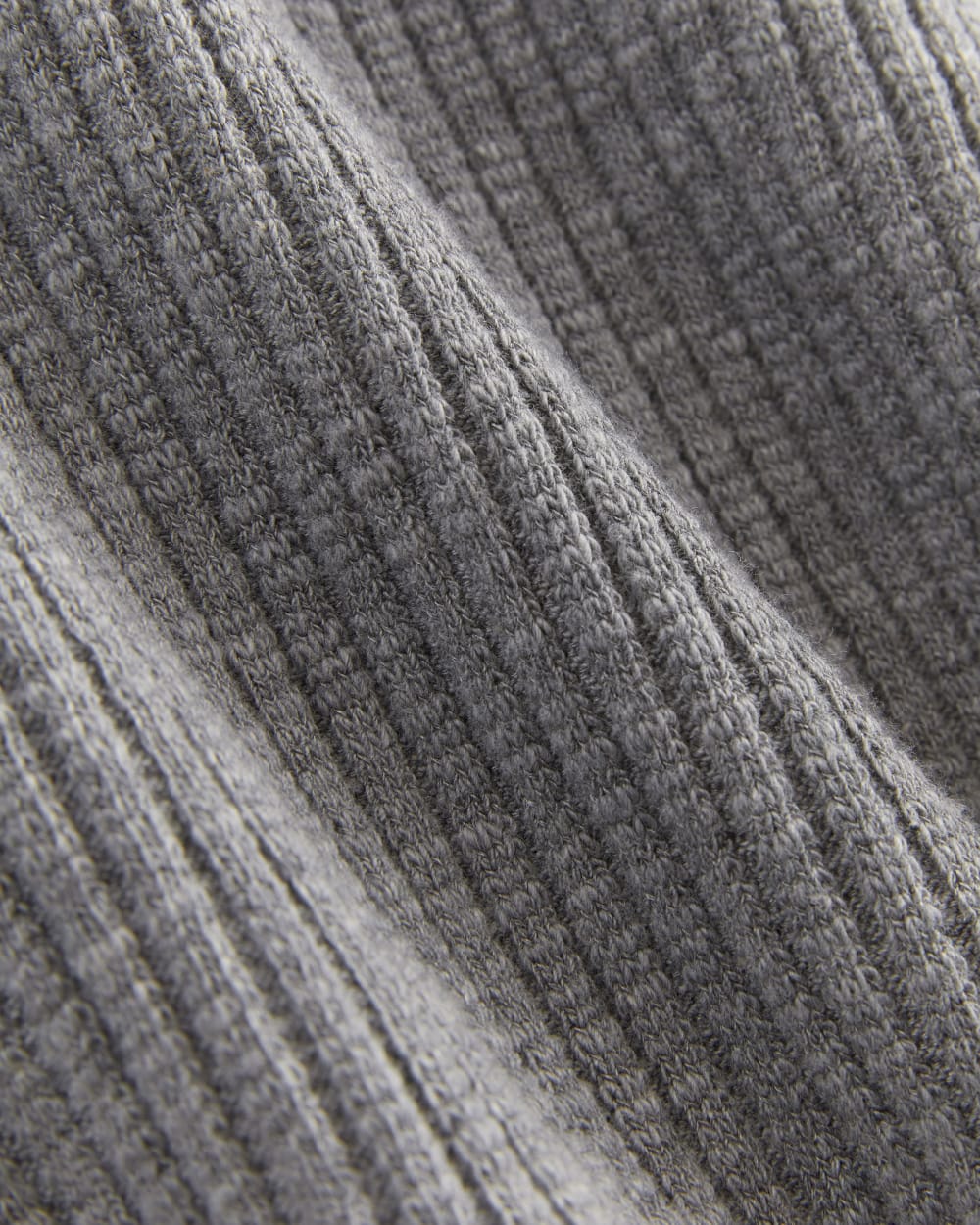 The Cozy Rib Tee in Mid Heather Grey — detail view