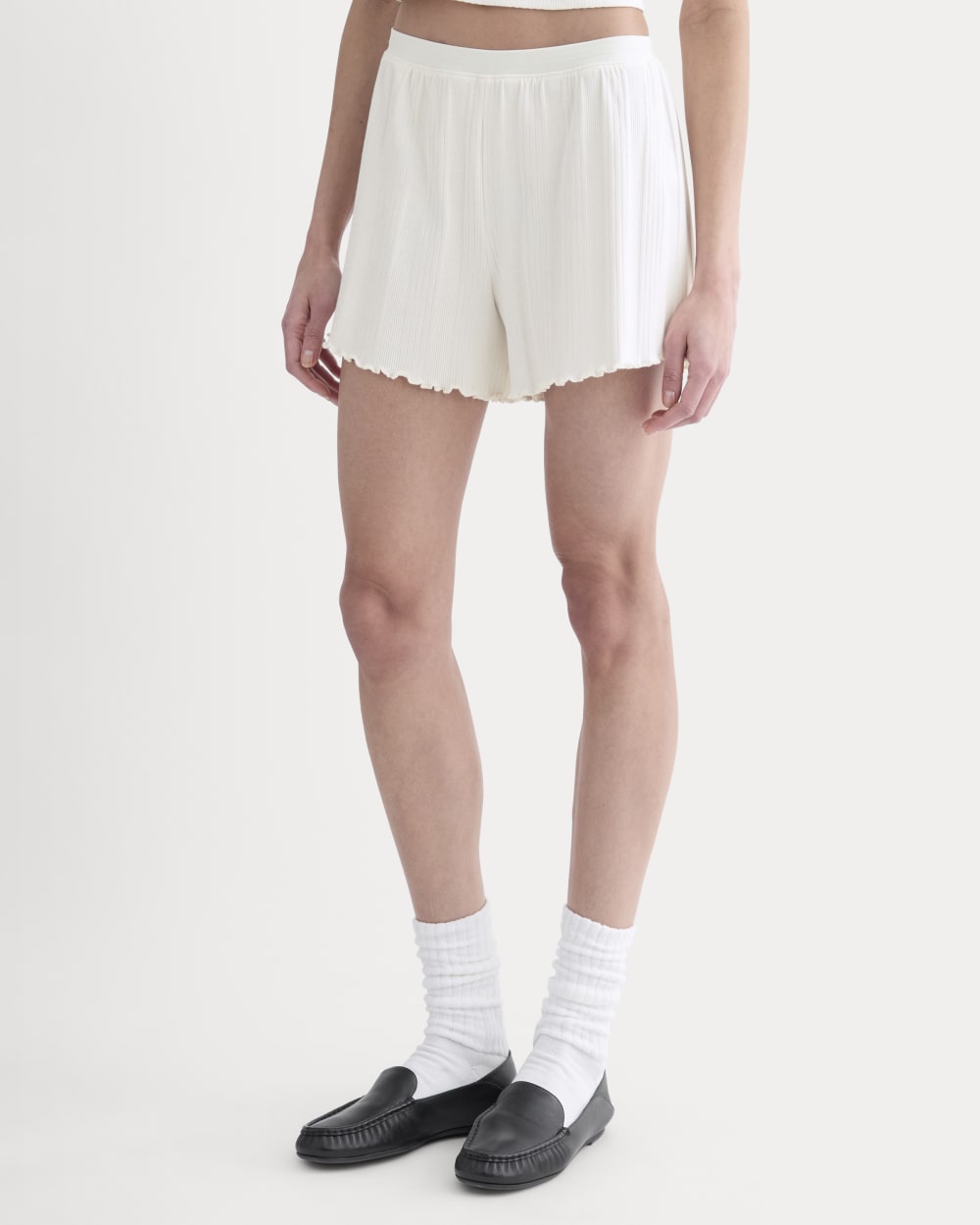 Lounge Rib Short in Bone — detail view