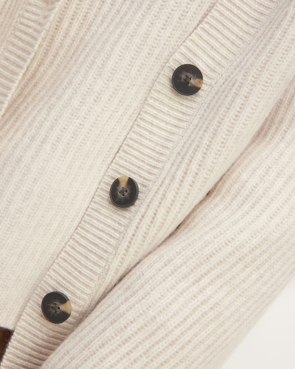 The Felted Merino Cocoon Cardigan in Heathered Oat — detail view
