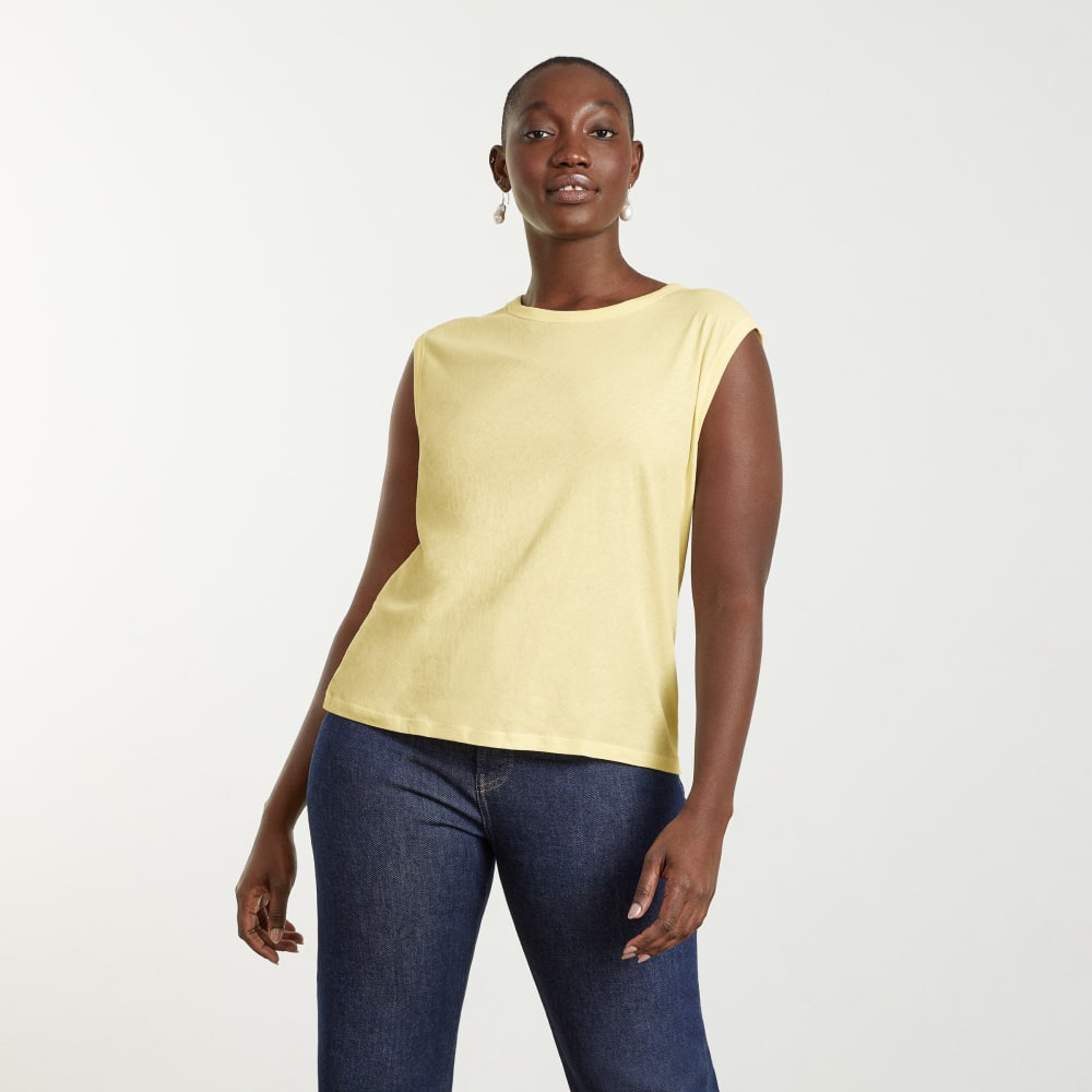 The Air Muscle Tank in Pastel Yellow — front view