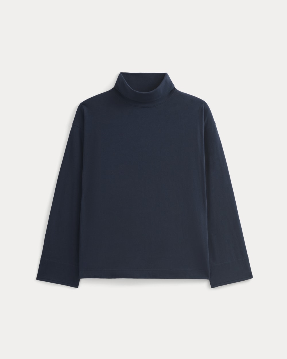 Slouchy Turtleneck In Essential Cotton in Deep Navy — alternate view
