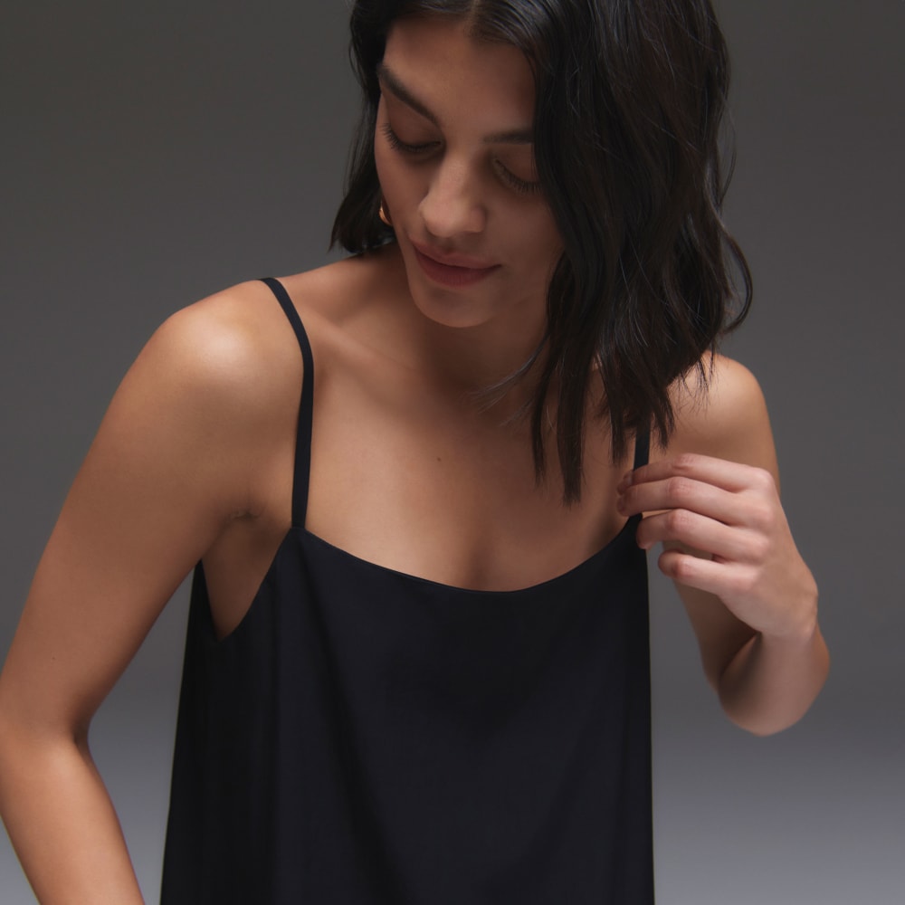The Japanese GoWeave® Slip Dress in Black — detail view