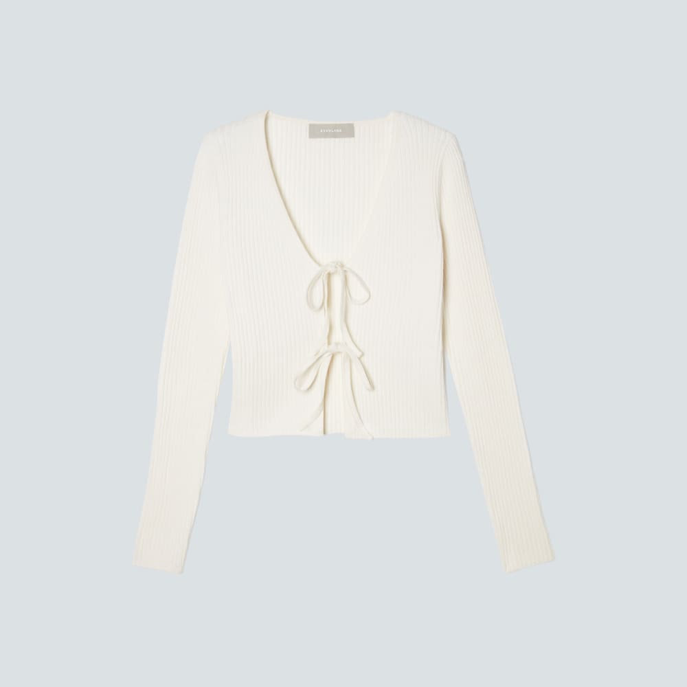 The Cotton-Merino Front-Tie Top in Snowflake — alternate view