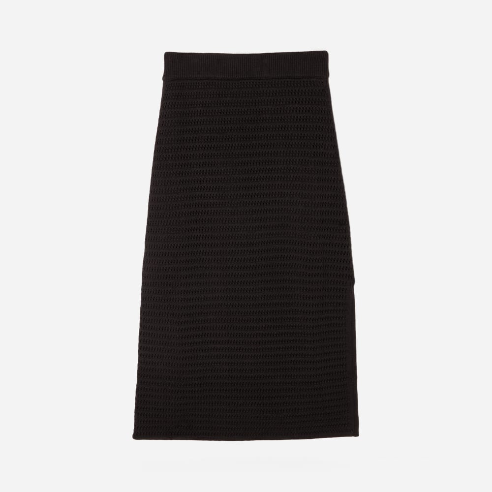 The Crochet Knit Skirt in Black — front view