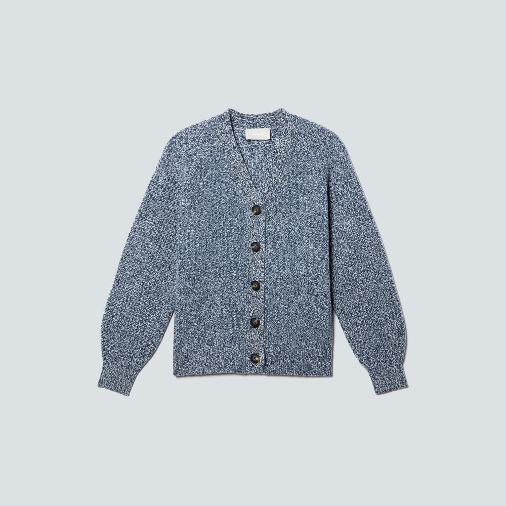 The Felted Merino Cardigan in Dark Mallard / Oat Twist — alternate view