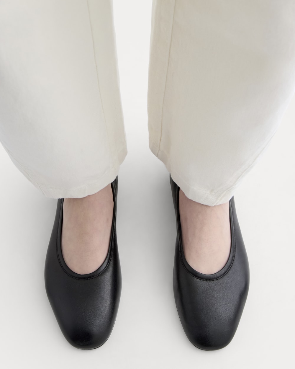 Made in Italy Flat in Black Leather — detail view