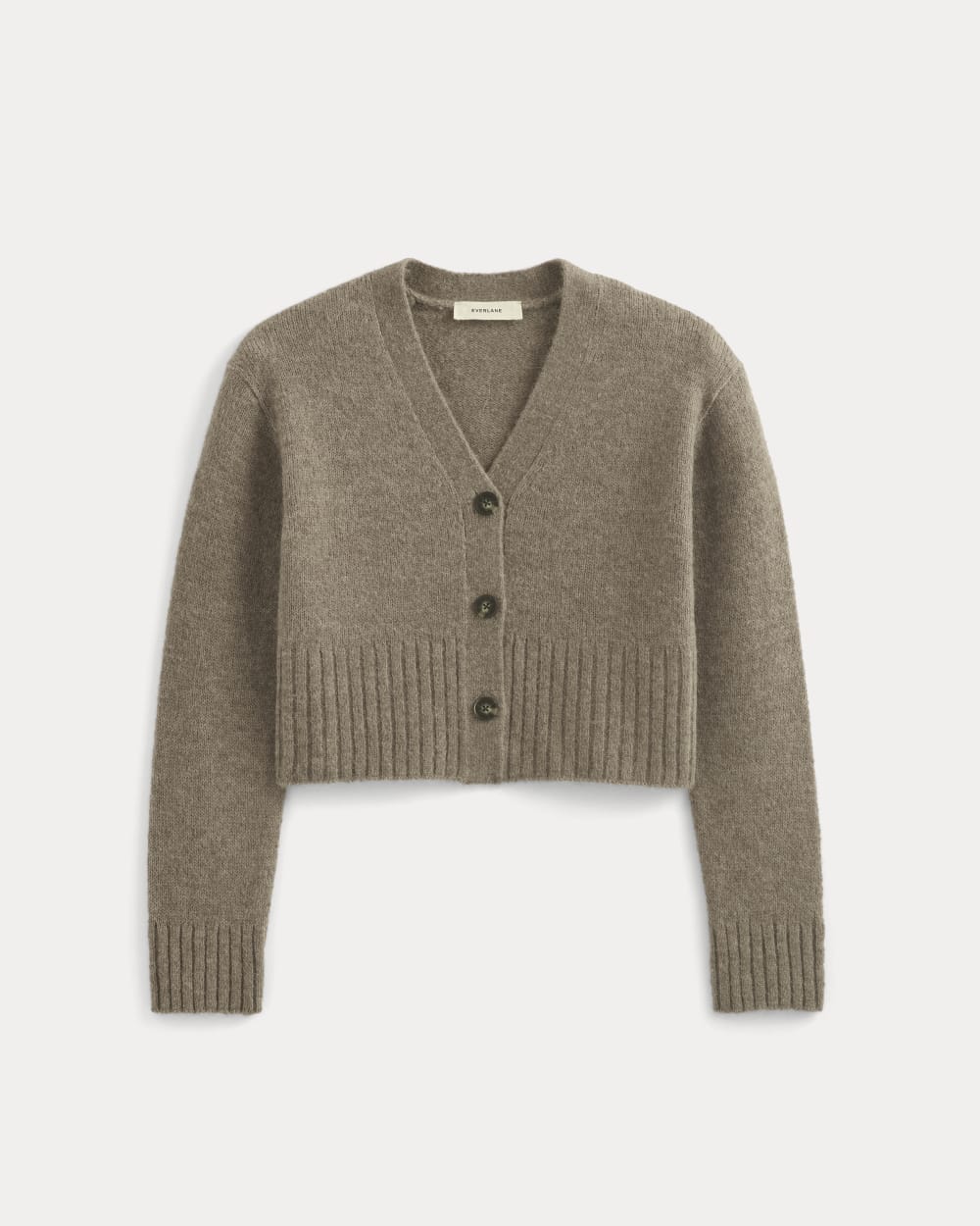 High V Cropped Cardigan in Alpaca in Taupe Melange — alternate view