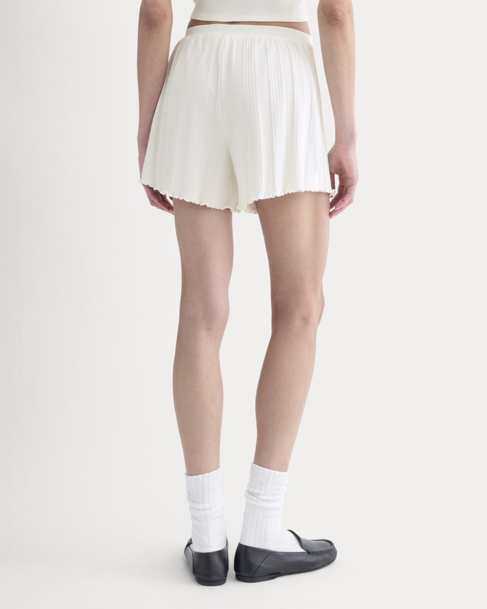 Lounge Rib Short in Bone — detail view