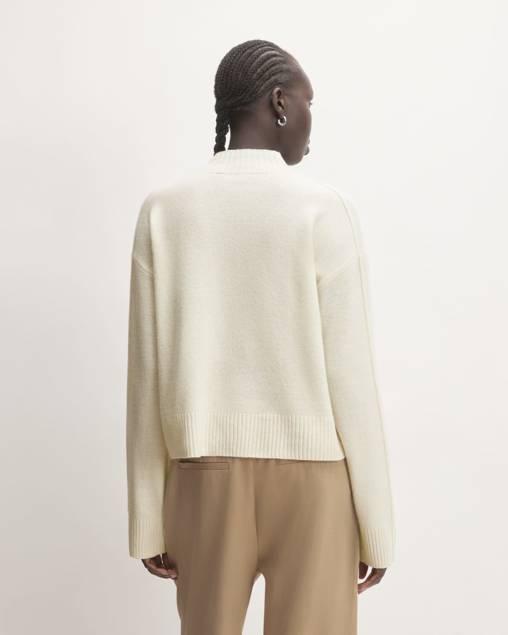 The Good Merino Wool Mockneck Sweater in Bone — detail view