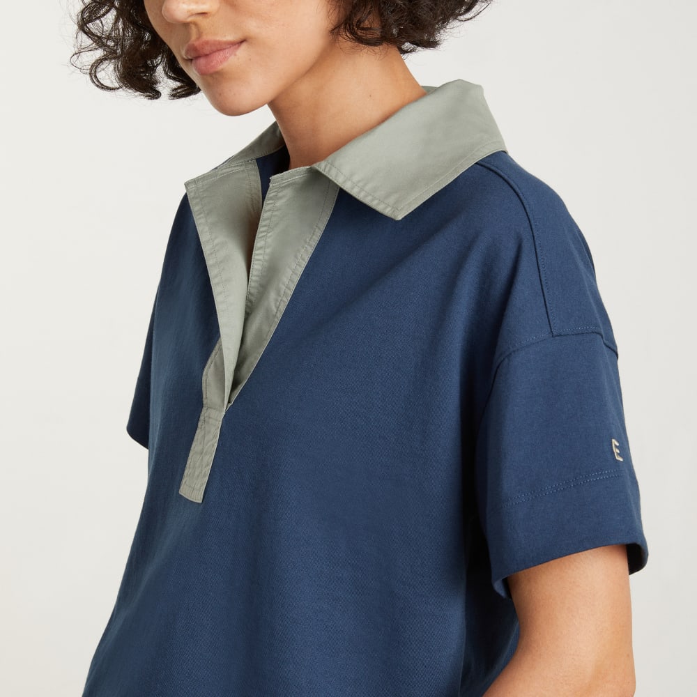 The Retro Jersey Polo in Atlantic / Smoke — detail view